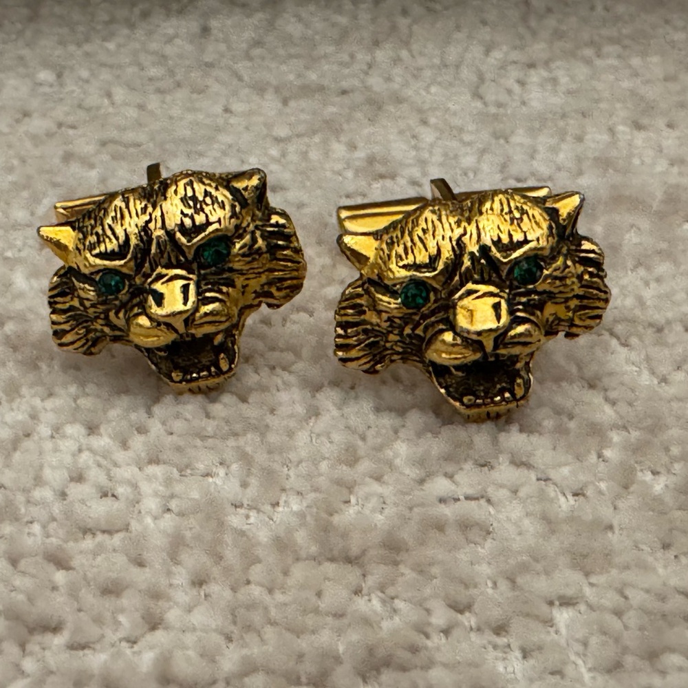 Rare Vintage Judy Lee Gold Tiger cufflinks/tie-clip/tie pin ( on hold for buyer) - Picture 3 of 6